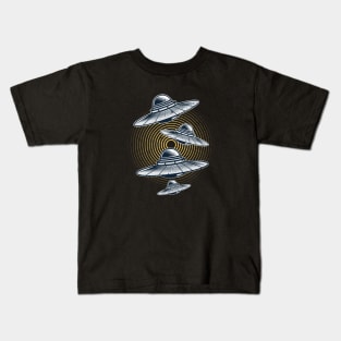 Alien Invasion Flying Saucers Kids T-Shirt